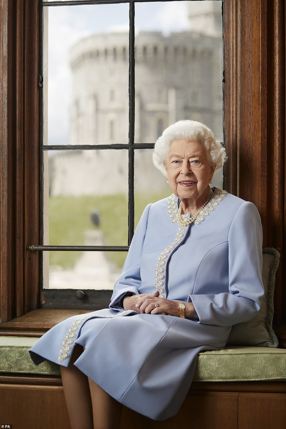 The Queen has thanked the nation on the eve of her historic Platinum Jubilee, saying she continues to be inspired by the goodwill shown to her - while an official portrait of Her Majesty (pictured) has also been unveiled to mark the start of the celebrations