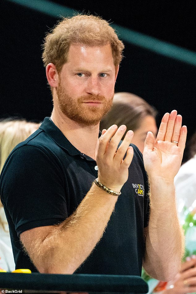 The Prince, pictured at the Invictus Games on Wednesday, said he learned what true service is while serving in the British Army for ten years, completing two tours of Afghanistan