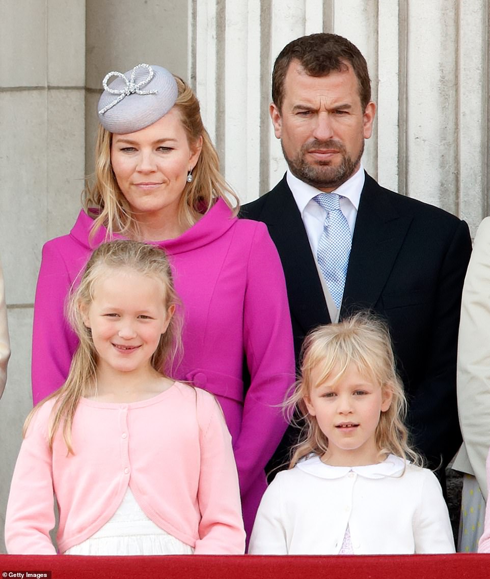 1: SAVANNAH PHILLIPS: Born in 2010, ten-year-old Savannah Phillips (left) is the Queen and Philip's eldest great-grandchild (left) while her younger sister, Isla, has just turned nine and was born in the Queen's Diamond Jubilee year of 2012 (pictured with Autumn and Peter in 2019)