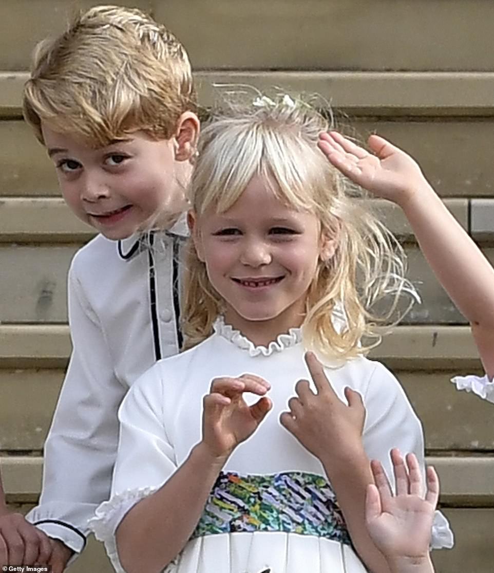 They are usually kept out of the limelight ¿ but sometimes join other members of the family on the Buckingham Palace balcony for major events. They are mostly spotted enjoying themselves as they play together at horse trials. Pictured: Prince George and Isla at Princess Eugenie's wedding in 2018.