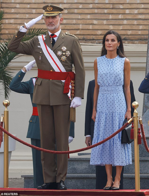 Queen Letizia and King Felipe of Spain looked every inch the proud parents as they watched Princess Leonor take part in her flag swearing-in ceremony