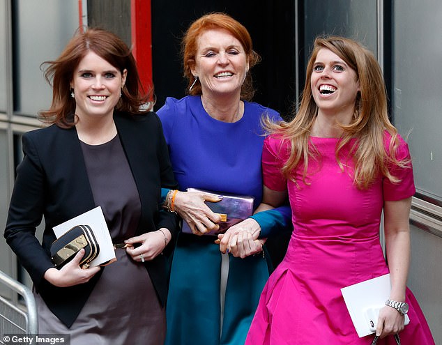 Soon after the launch, however, she announced to the world that she had been diagnosed with breast cancer and would need surgery. She is pictured here with daughters Eugenie and Beatrice