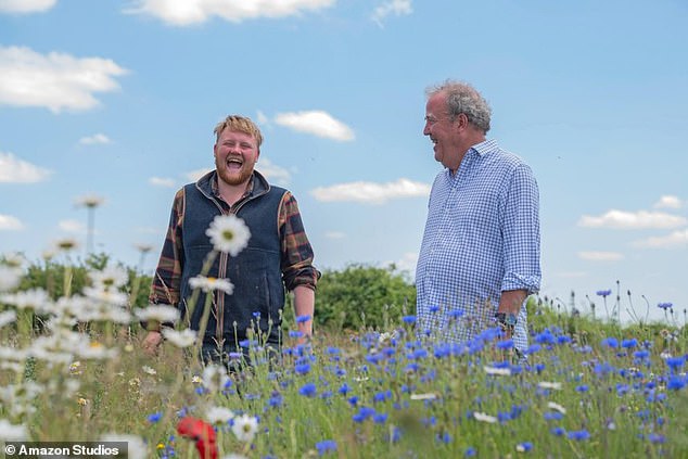 Kaleb shares a joke with Jeremy on the show. While they sometimes bicker on Clarkson's Farm, the pair get on famously