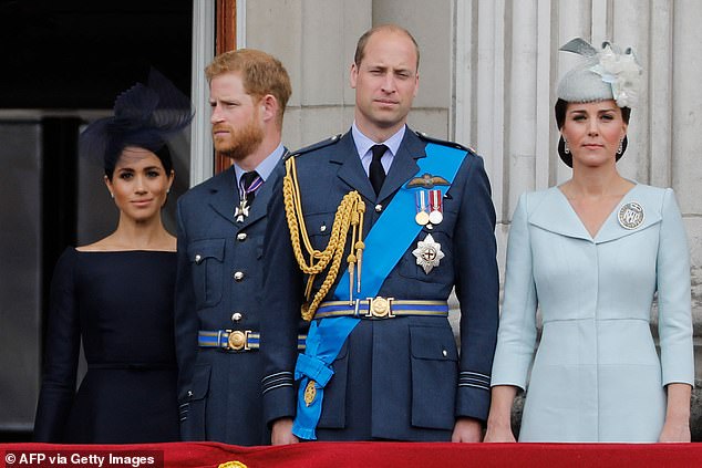 Meghan, Prince Harry, Prince William, and Kate, pictured here in July 2018, will not spend Christmas together this year, according to reports