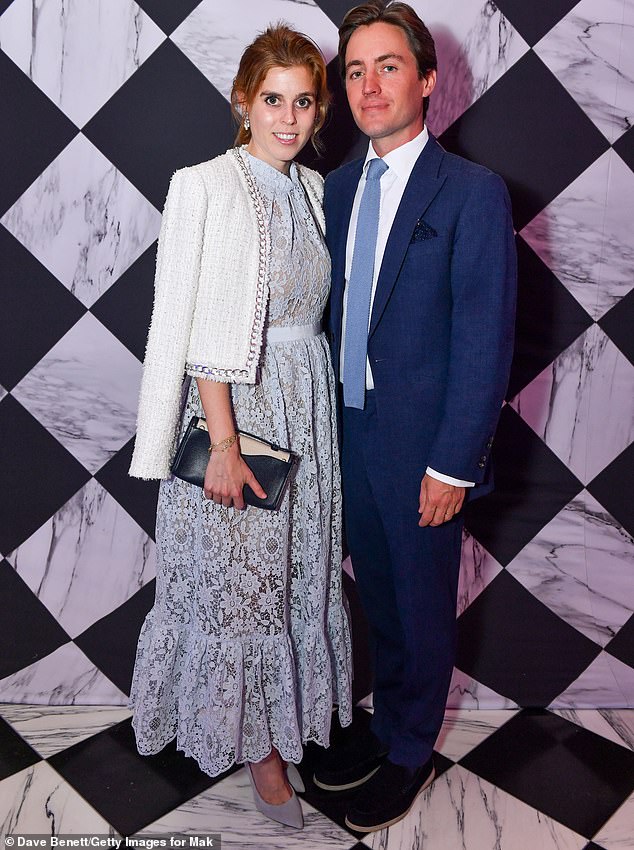 Beatrice wore a powder blue lace dress by her go-to brand Self Portrait for the Art of Wishes Gala