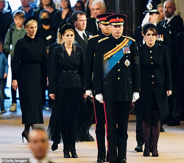 Beatrice stepped out in a belted blazer dress by Self Portrait for a vigil in honour of Queen Elizabeth II at Westminster Hall in September 2022