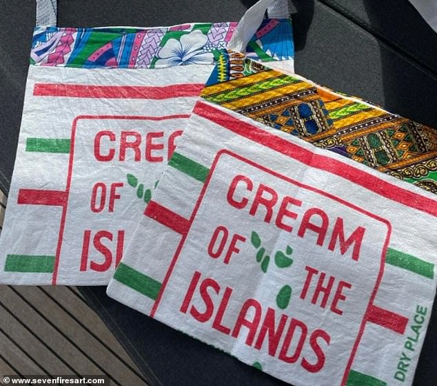 Meghan completed her look with a new addition to her wardrobe, a £9 Caribbean Flour & Feed Sack shopping bag. The upcycled accessory is made by Alethea John and her mother Bernice John, who run A&B Boutique on the island of Bequia, the largest of the Grenadine islands