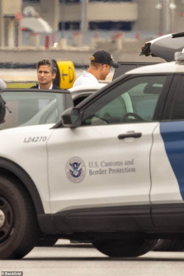 The couple were welcomed by airport staff and U.S. Custom and Border Protection agents who escorted them from the tarmac