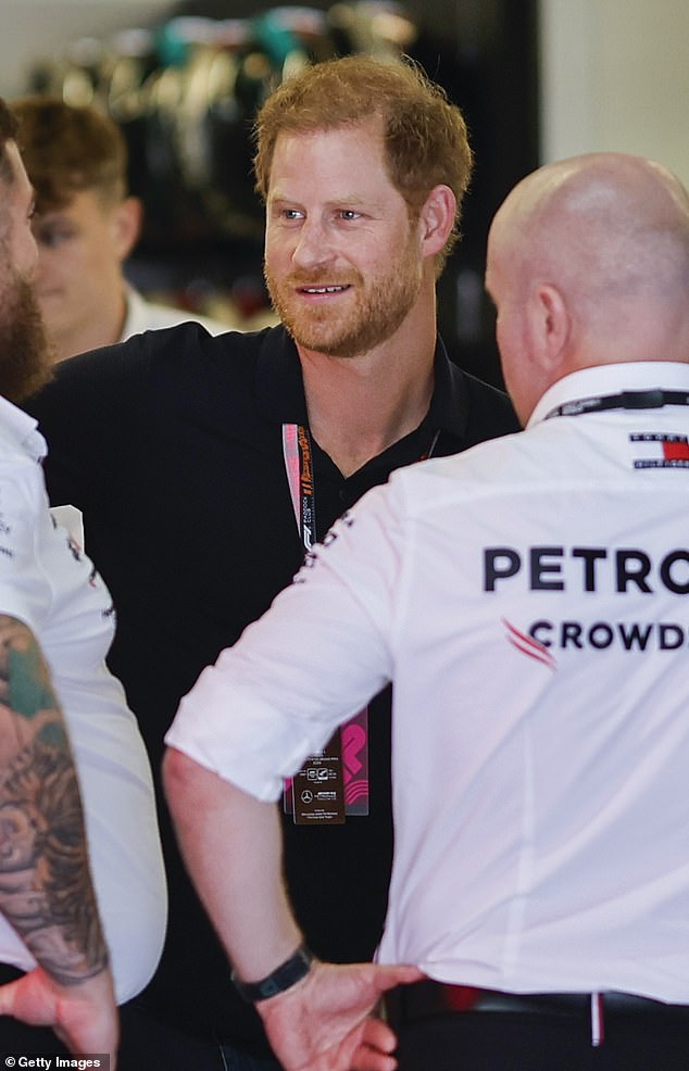 Prince Harry looked animated as he attended the Circuit of the Americas in Austin, Texas, this afternoon