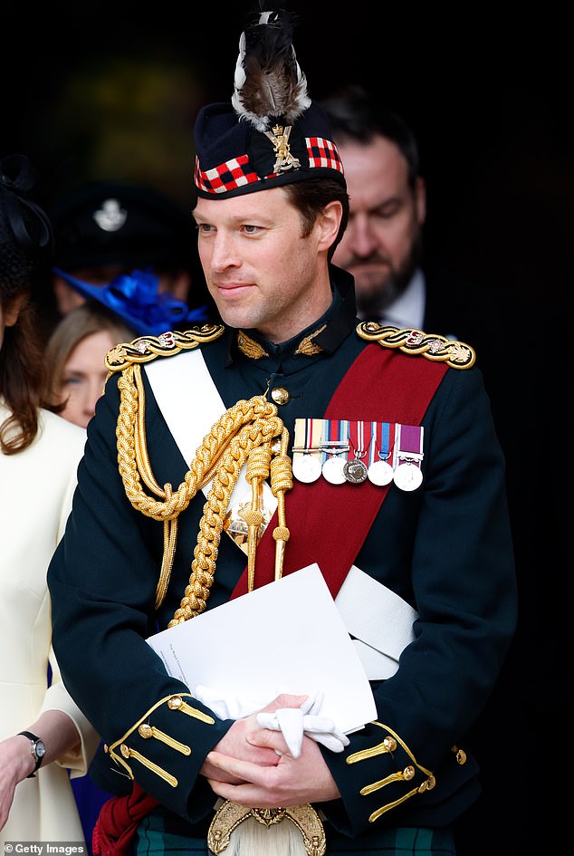 Lt Col Johnny Thompson, (pictured in March this year) was 'due to leave the Army within 18 months', ending his role as an equerry, an insider has claimed. But he will soon be tasked with organising Charles' private affairs after being promoted