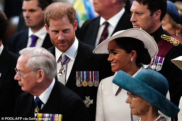 He was also spotted standing behind Prince Harry and Meghan Markle at the Platinum Jubilee celebration National Service of Thanksgiving at St Paul’s Cathedral last June