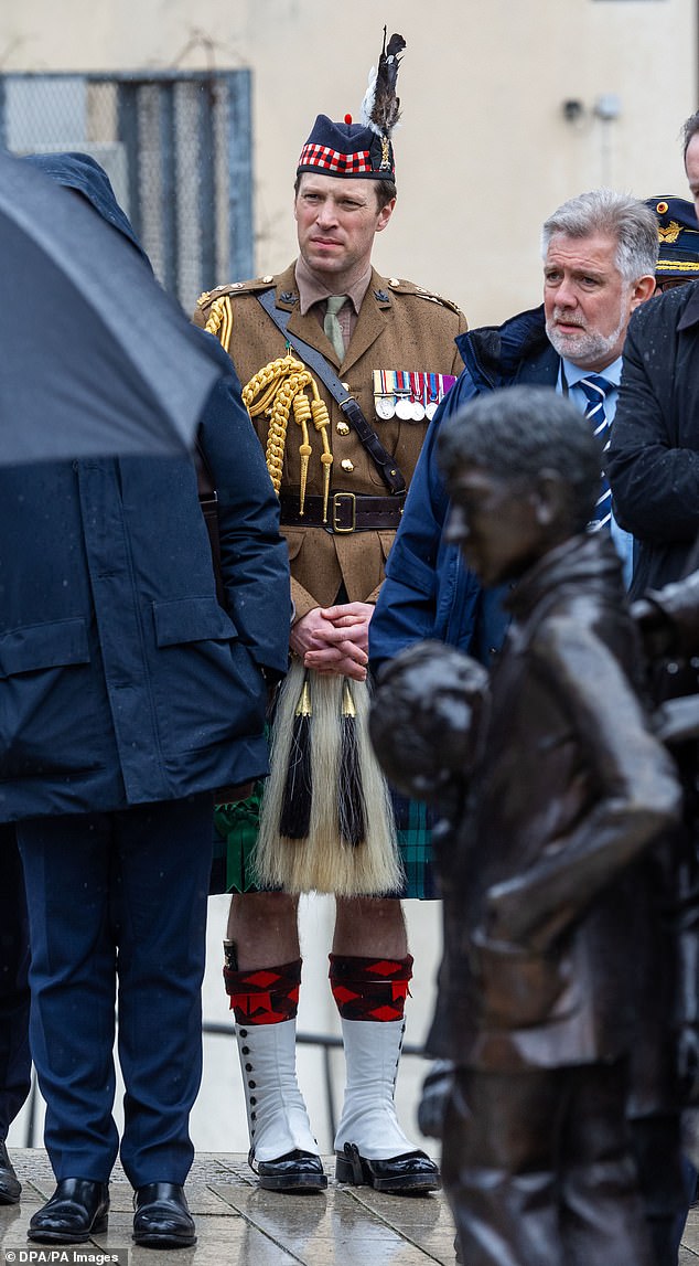 Thompson, (pictured in March this year) of the 5th Battalion Royal Regiment of Scotland, is an equerry - an officer of the royal household who assists members of the royal family