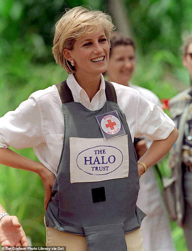 Insiders at the Halo Trust felt it was 'a shame' that Netflix bosses chose not to include them, as the series could have promoted the charity to The Crown's global audience of 73 million viewers. Pictured, Diana