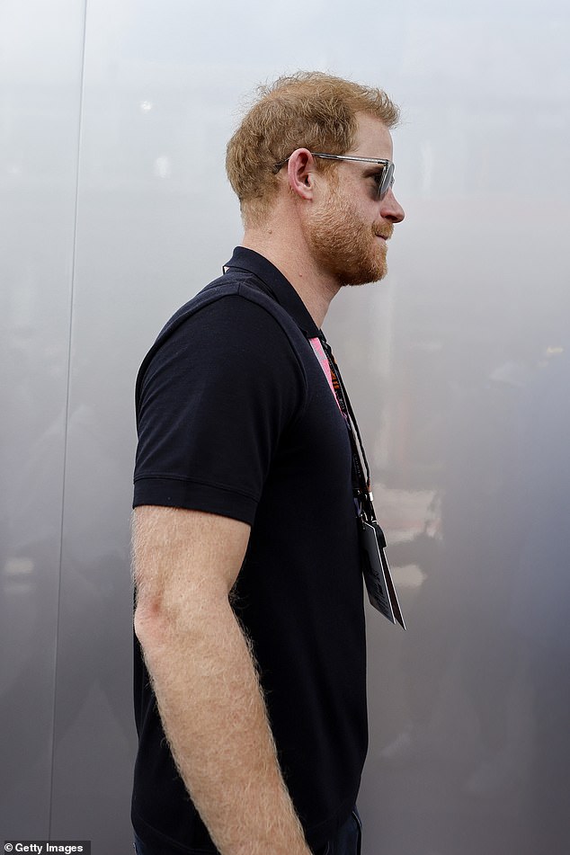 Prince Harry looked cool in aviator-style shades as he arrived at the US Grand Prix in Austin, Texas, to watch the Circuit of The Americas