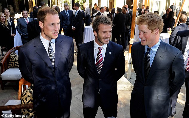 Isabel previously held down two high-profile jobs for the Beckham family. David Beckham pictured with Prince Harry and Prince William in June 2010