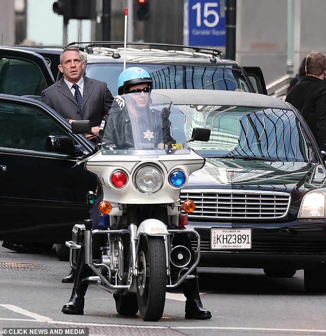 For the scenes a slew of suited extras descended on Canary Wharf to recreate a journey undertaken by the US President