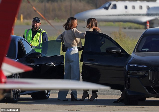 Hugs were exchanged before the plane took off from California