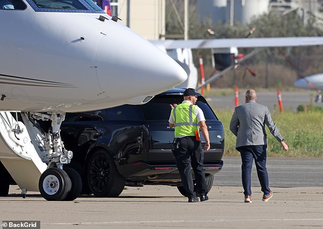 Harry and Meghan were not the only A-listers on board their flight - they were also joined by Cameron Diaz and Benji Madden, Zoe Saldana and Marco Perego, David Katzenberg and Stellina Bickers and Bumble dating-app founder Whitney Wolfe Herd and her husband Michael Herd