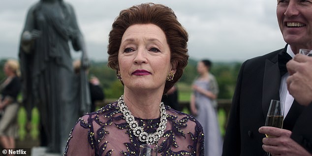 Leslie Manville is seen as Princess Margaret in the Crown