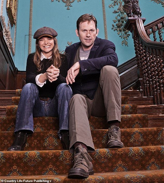 Charles Courtenay, 19th Earl of Devon and member of the House of Lords, pictured with his wife, AJ Langer, at Powderham Castle