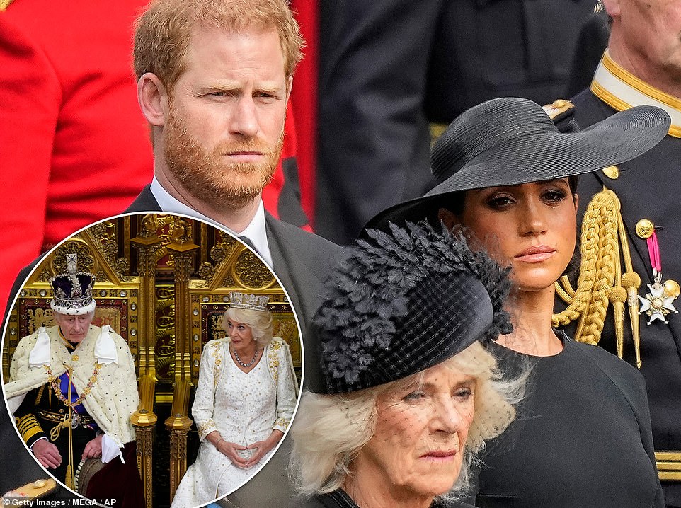 Prince Harry and Meghan Markle have been slammed for their 'inappropriate timing' after they spoke out about King Charles on the same day that he made the first King's Speech in more than 70 years. The Duke and Duchess of Sussex claimed they had received 'no contact' from Buckingham Palace about His Majesty's 75th birthday party, just hours before Charles held the State Opening of Parliament. A spokesperson for the couple made the remarks after a report in the Sunday Times claiming Harry had snubbed an invitation from his father to join them at a party next week, claiming it was 'misreported' by the paper.