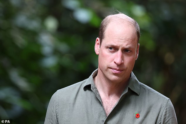 The Prince of Wales walks along a trail during a TreeTop Walk in Singapore this morning