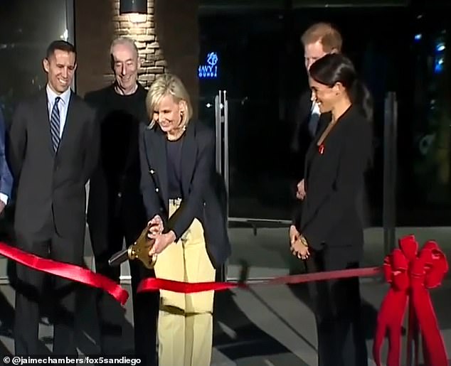 The Duke and Duchess of Sussex joined the Navy SEAL Foundation for the official opening of a new veterans training facility, known as the 'warrior fitness programme', ahead of Veterans Day on November 11