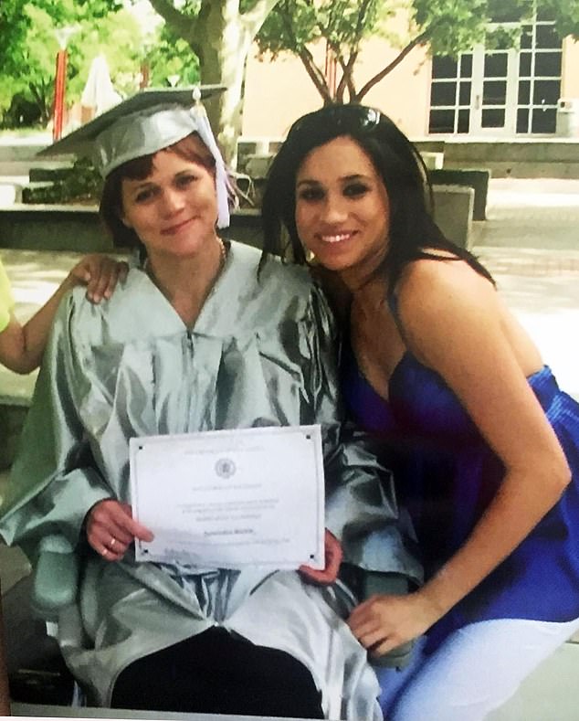 Meghan Markle and her half sister are pictured together at Samantha's graduation in 2008