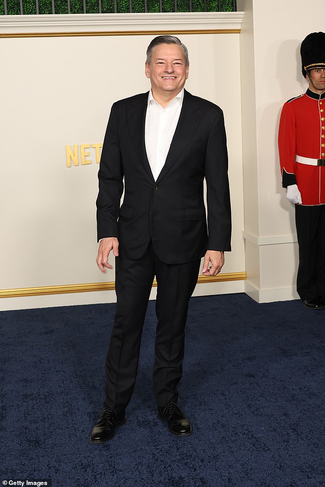 Netflix CEO: CEO of Netflix Ted Sarandos, 59, looked sharp in a black suit