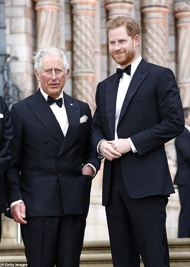 But His Majesty was reportedly set to receive another unexpected gift in the form of a phone call from son Prince Harry this evening (pictured together in 2019)