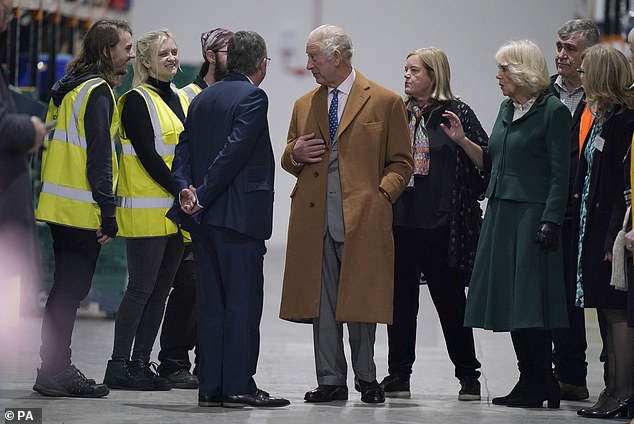 Baroness Louise Casey greets King Charles as the royals arrive by car in Oxfordshire