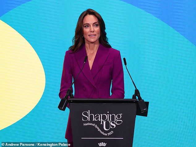 The Princess of Wales delivers her keynote speech at the Shaping Us National Symposium reception at the Design Museum in London last week