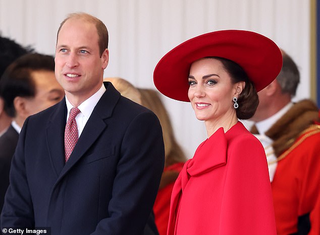 Scobie told ABC News that William had shared 'private information about his brother that ended up on the front page of a newspaper not long later'. Pictured with Kate at a ceremonial welcome for The President and the First Lady of the Republic of Korea at Horse Guards Parade