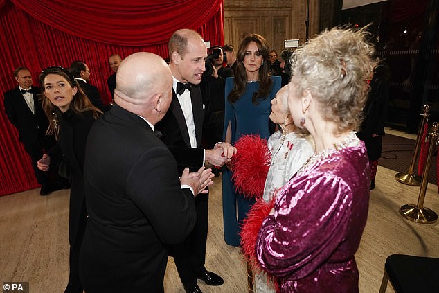 Ahead of the performance Prince William greeted Daphne Selfe, a 95-year-old supermodel