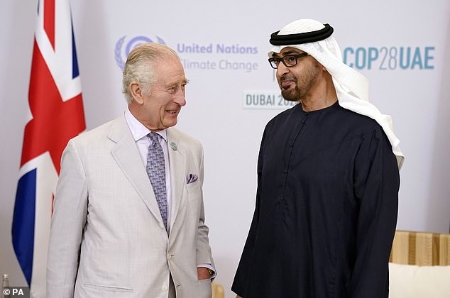 His Majesty speaks with Mohammed bin Zayed Al Nahyan President of the United Arab Emirates at a bilateral meeting at Expo City in Dubai on Thursday, November 30