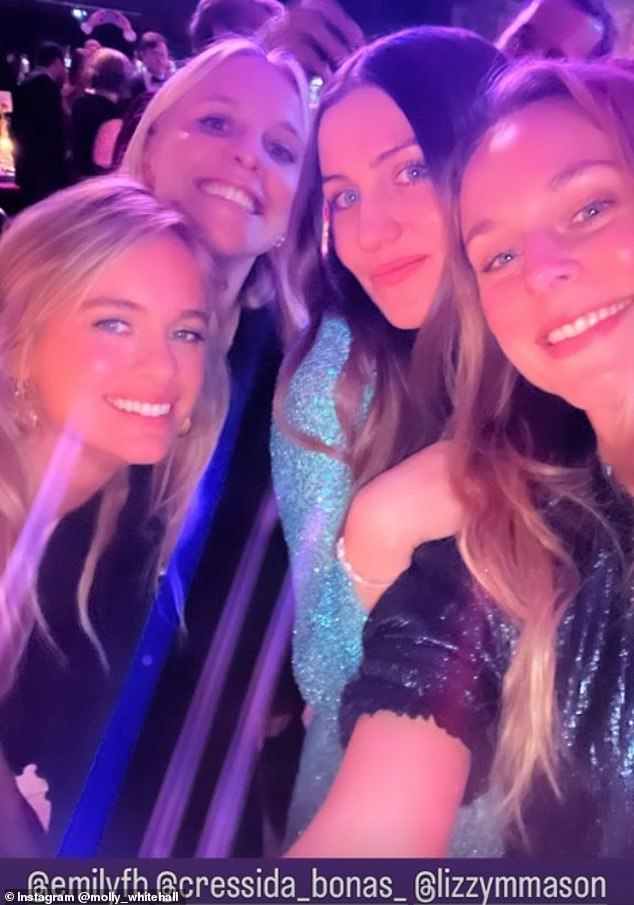 Molly Whitehall, who is sister to the comedian Jack Whitehall, shared a selfie with close friends at the event