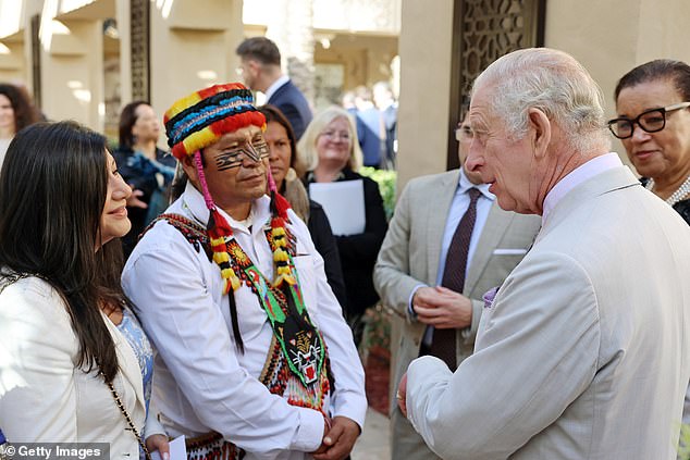 King Charles talks to representatives from Ecuador at the Commonwealth and Nature reception