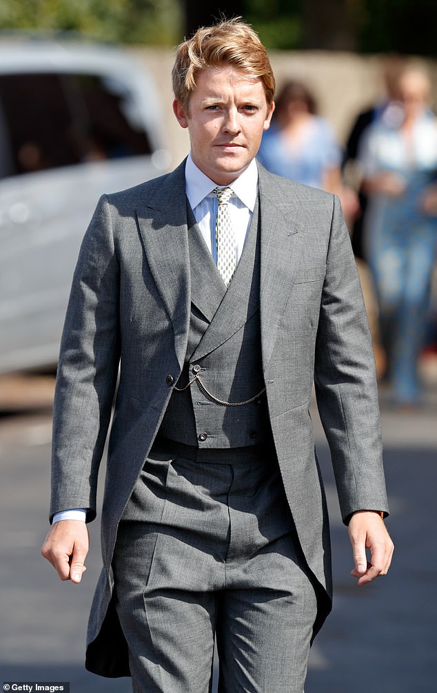 A life-long friend for each of the brothers, he is thought to be the only pal both chose to mentor their children. Pictured: At the wedding of Harry's school friend Charlie van Straubenzee and Daisy Jenks