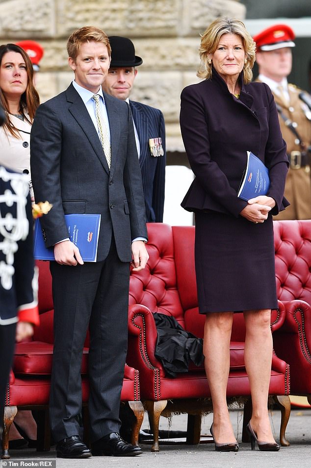 Grosvenor, who is thought to own more land than the King, has an estimated net worth of £9.42 billion and has a long history with the royal family - with his late father Gerald acting as King Charles' own godfather. Pictured: With his mother in 2018