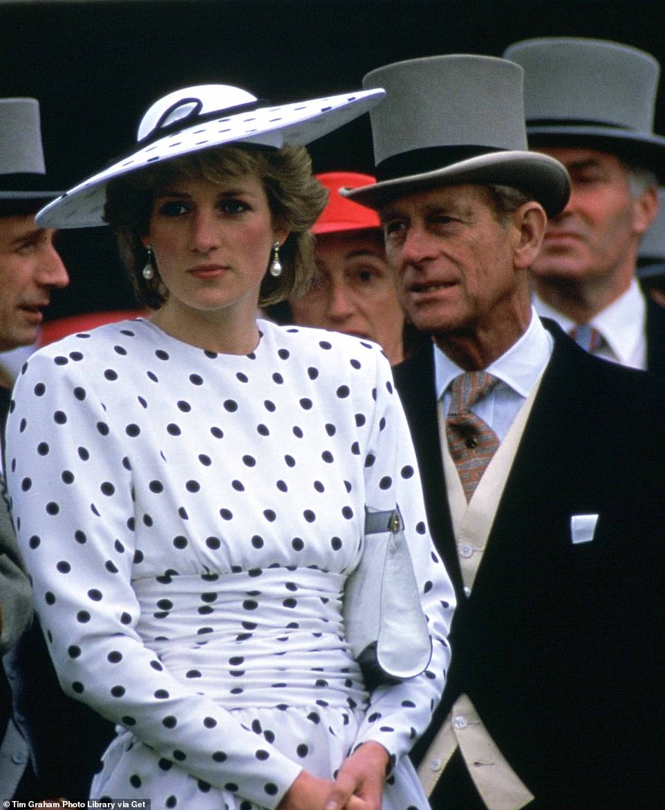 Diana, Princess Of Wales With Prince Philip On Derby Day in 1988