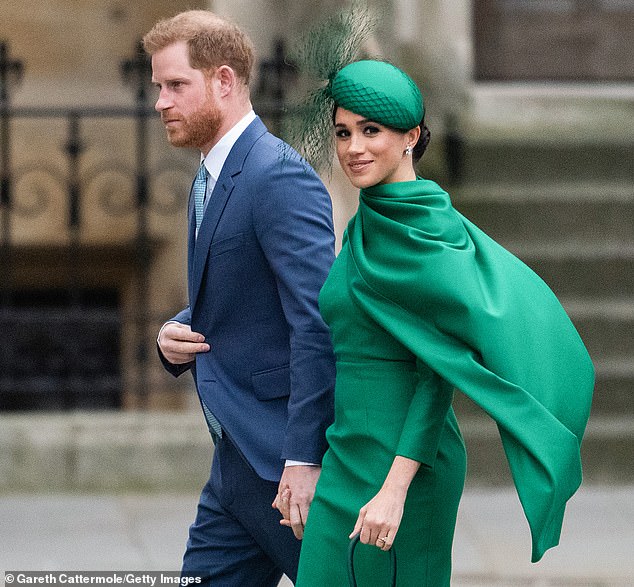 Harry says he does not feel safe to bring his family to Britain without police protection. He is with Meghan in London in March 2020 after they stepped down as senior royals