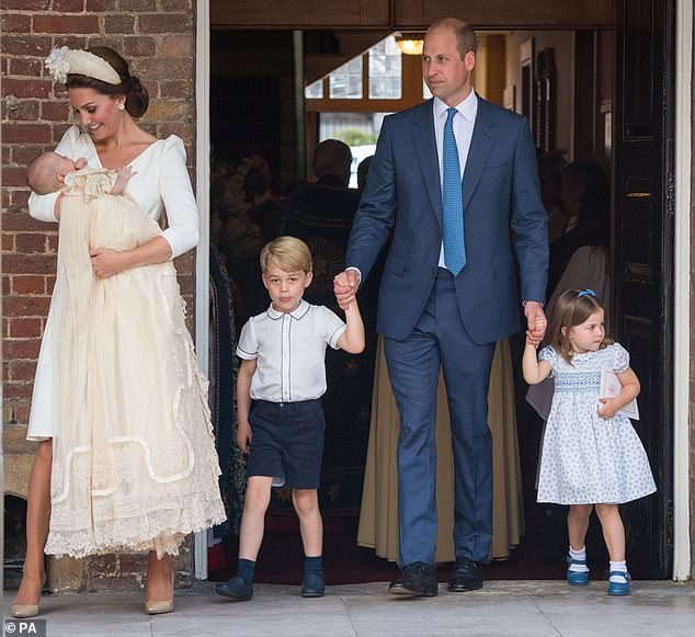 One enthusiast shared an image of the new monochrome photograph online alongside a snap from Prince Louis's christening, taken in 2018 and said: 'The Wales children have grown'