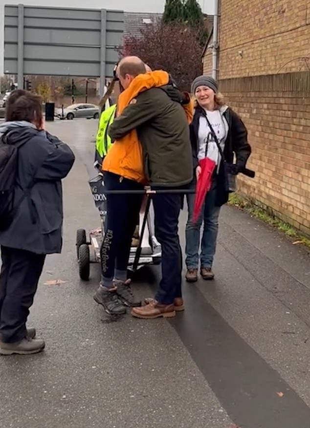 Prince William surprising the Emma Webb, whose equestrian daughter Brodie committed suicide. She is walking from Wales to London to raise awareness