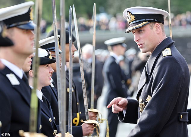 The royal made an appearance for a parade, which will see a total of 202 Royal Navy Cadets pass out with International Officer Cadets from Oman, Kuwait, Bangladesh and Trinidad & Tobago