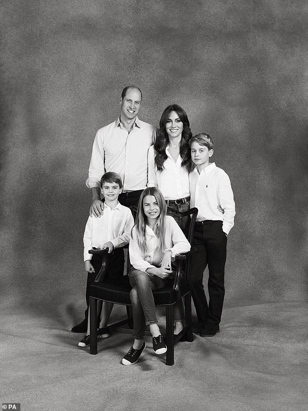 The Prince and Princess of Wales have opted for a relaxed personal photograph, taken by Yorkshire photographer Josh Shinner, for this year's Christmas card