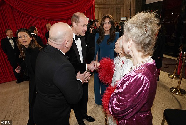 Ahead of the performance Prince William greeted Daphne Selfe, a 95-year-old supermodel