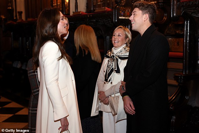 The Princess of Wales greeted Roman Kemp and his mother Shirlie, who once performed with Wham!, before she took to the piano to play Last Christmas