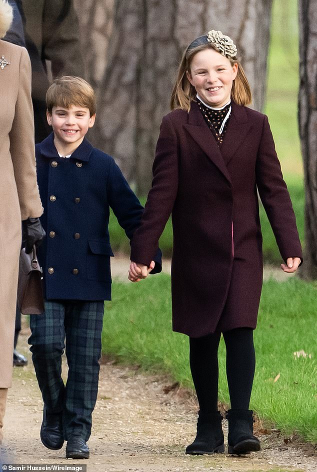 Louis held hands with his cousin as they walked into the church service