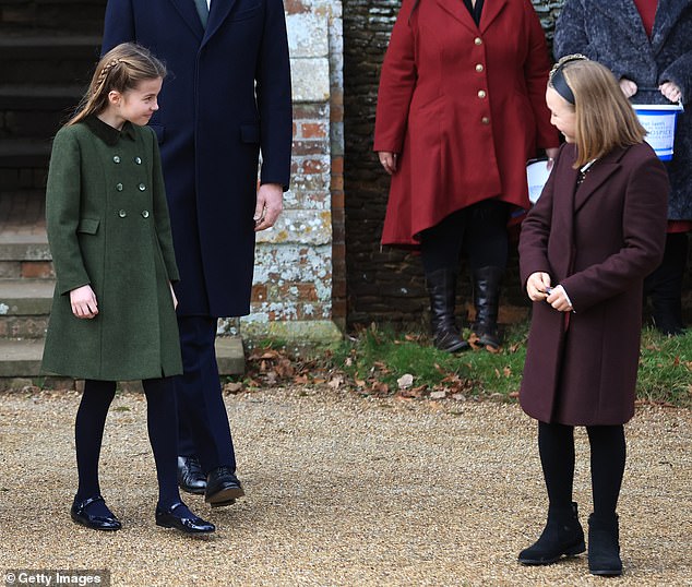 Charlotte and Mia exchanged a sweet look as they headed into the church