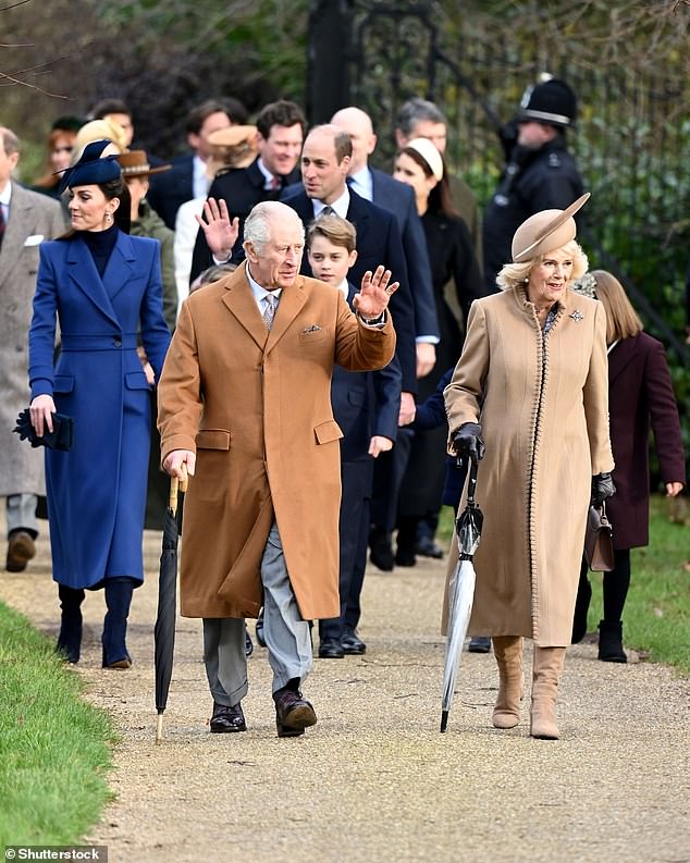 King Charles and Queen Camilla arrive at Christmas Day church service earlier today